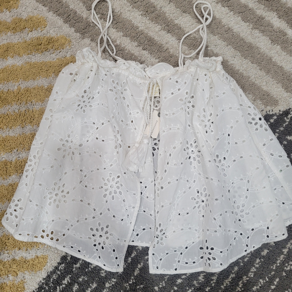 Anthropologie White Eyelet Tank Top